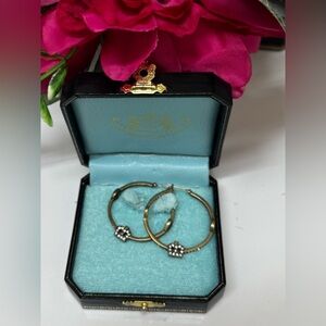 Juicy Couture Hoop Earrings, featuring small crown charms. Vintage Jewelry